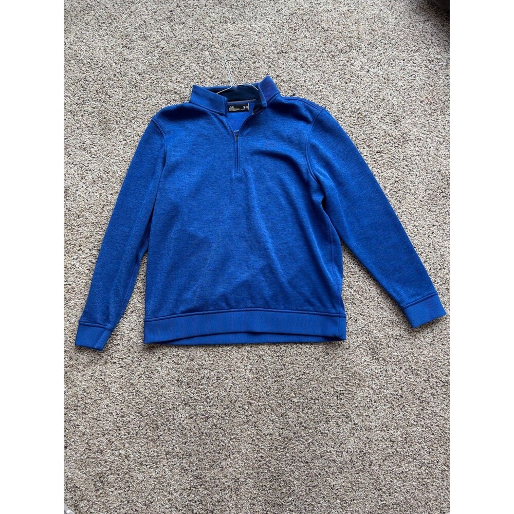 Under Armour Sweater Mens XL Blue Pullover 1/4 Zip Long Sleeve Cold Gear Golf